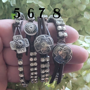Diamonds & Dust Bracelets Nos. 1-8 Rhinestone Bracelets with Southwestern Silver Buttons