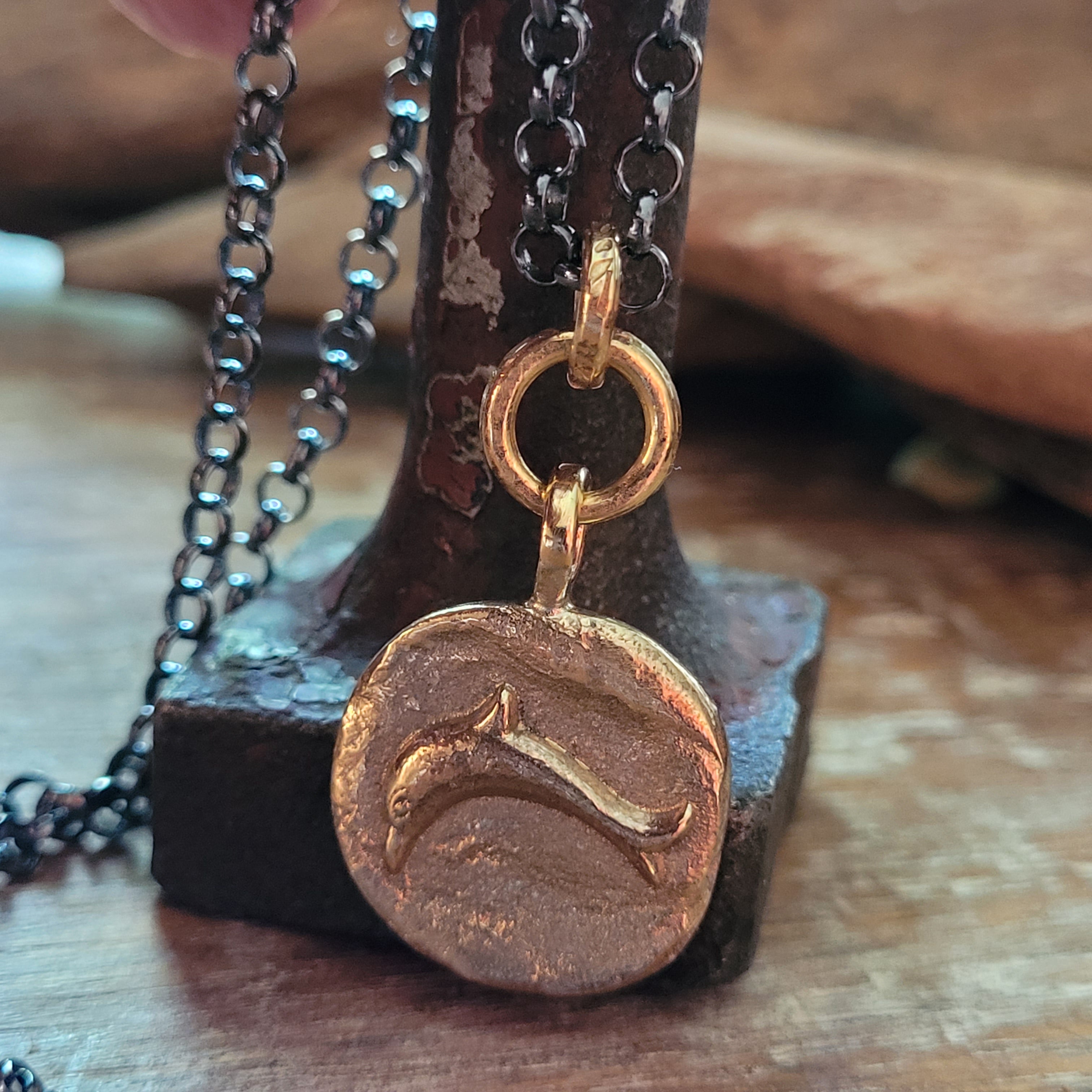 Bronze Dolphin Medallion Necklace - Alchemist Collection