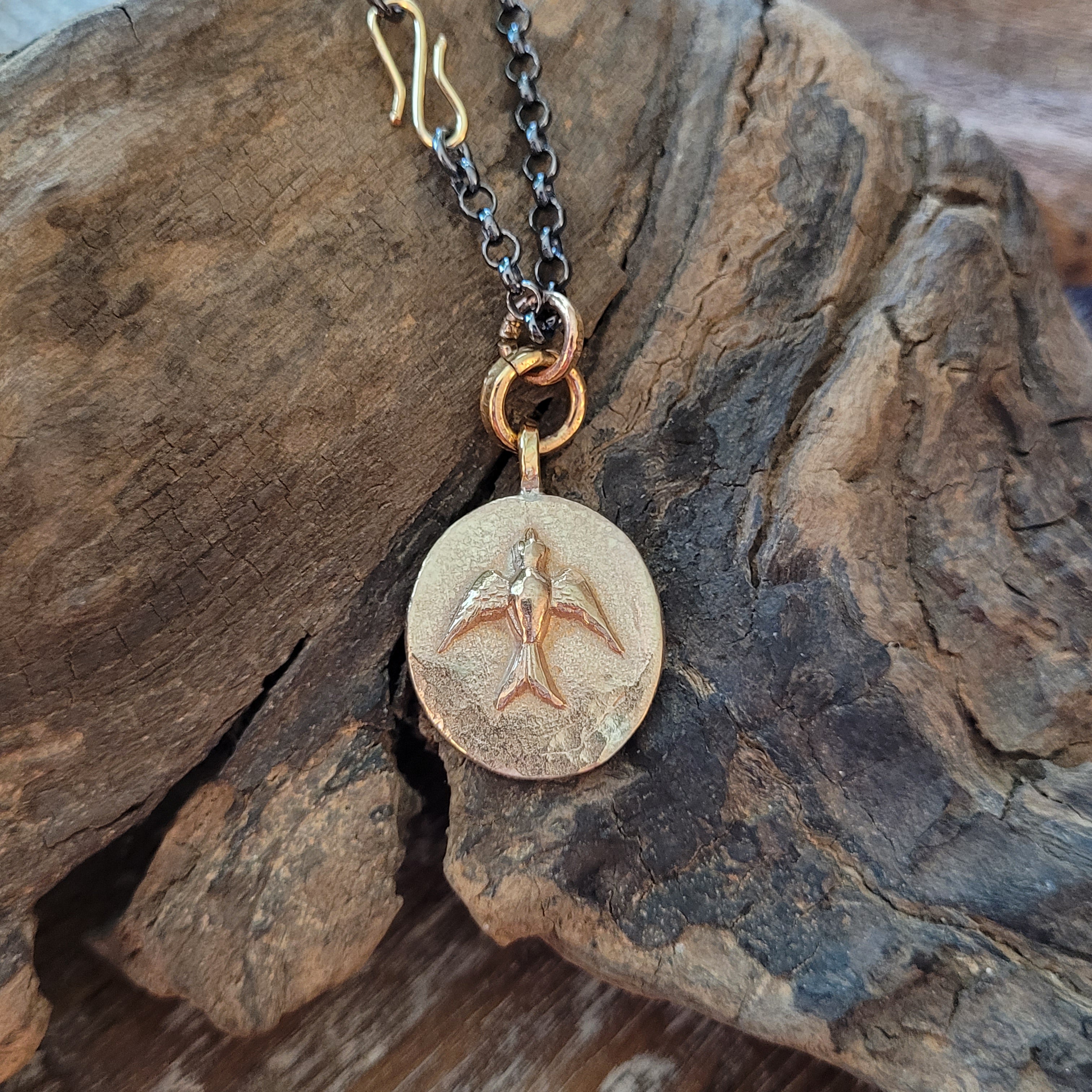 Bronze Swallow Medallion Necklace - Alchemist Collection