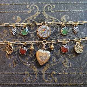 Charm Necklace with Vintage and Gemstone Charms and Handmade Chain - Vintage Market Necklace No. 61