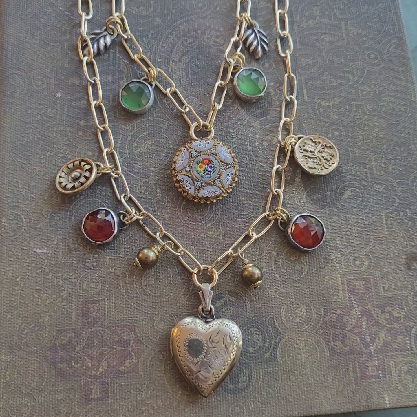 Vintage Gold Fill Heart Locket Charm Necklace with Handmade Chain  - Vintage Market Necklace No. 62