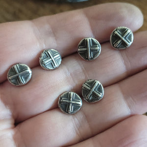 Silver Ancient Cross Stud Earrings - Unisex Earrings