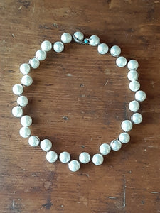 Macrame knotted pearl necklace